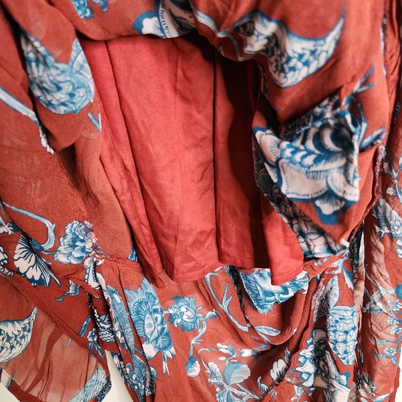 FARM Rio Tropical Landing Red Longsleeve Maxi Dress Medium Bohemian Resortwear - Picture 15 of 16